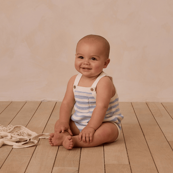 Rylee + Cru - Ashton Knit Romper - Blue Stripe