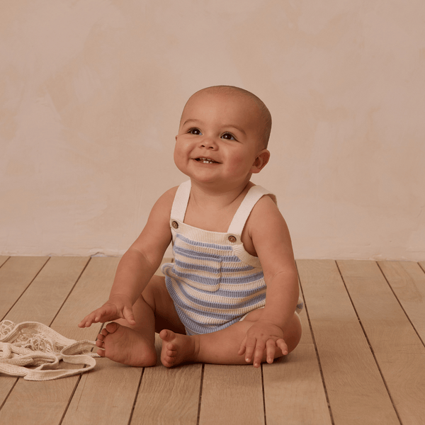 Rylee + Cru - Ashton Knit Romper - Blue Stripe