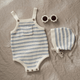 Rylee + Cru - Ashton Knit Romper - Blue Stripe