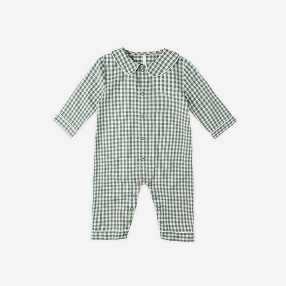 Rylee + Cru - Baby Pajama Romper - Evergreen Gingham