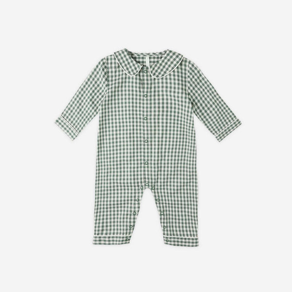 Rylee + Cru - Baby Pajama Romper - Evergreen Gingham