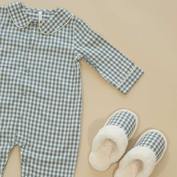 Rylee + Cru - Baby Pajama Romper - Evergreen Gingham