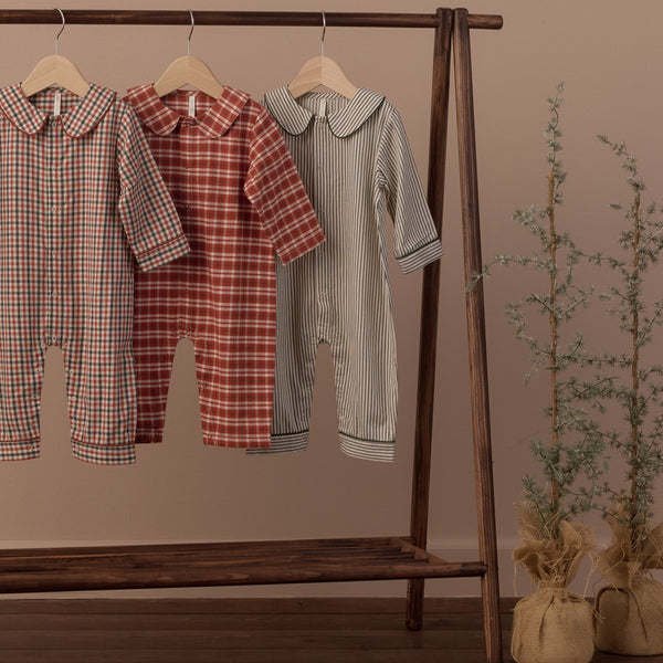Rylee + Cru - Baby Pajama Romper - Holiday Gingham