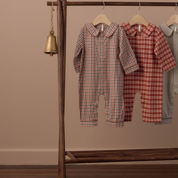Rylee + Cru - Baby Pajama Romper - Holiday Gingham