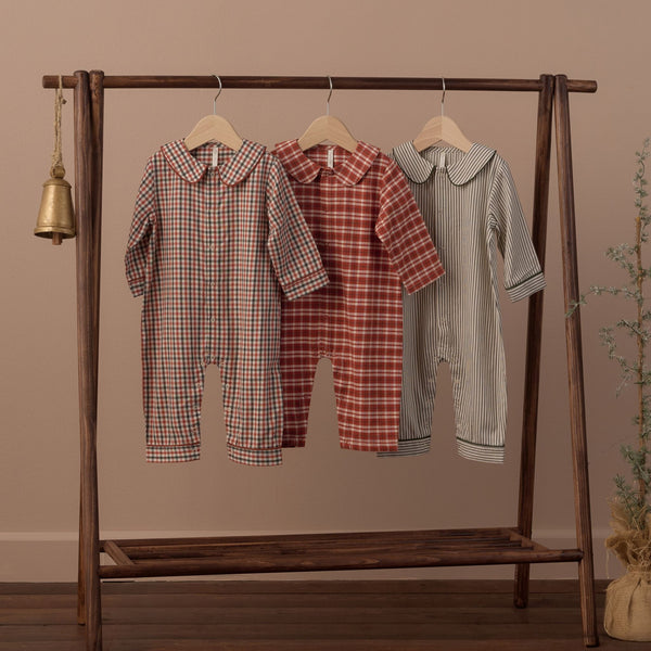 Rylee + Cru - Baby Pajama Romper - Holiday Gingham