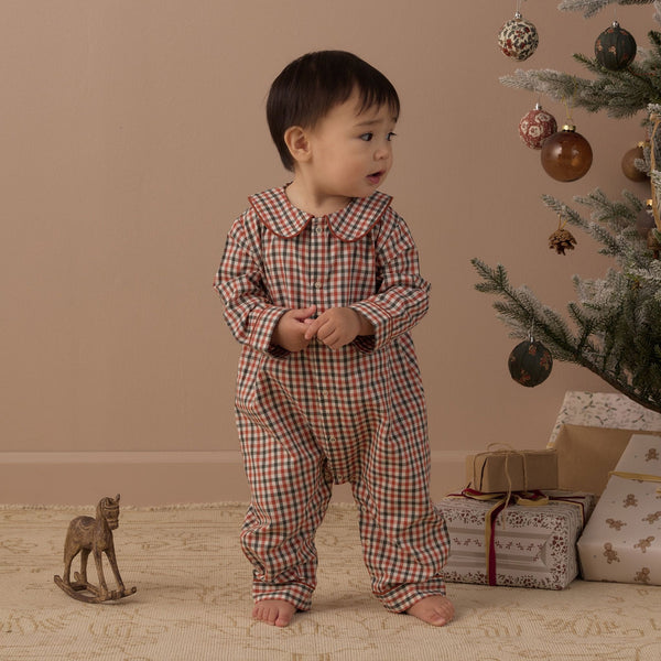Rylee + Cru - Baby Pajama Romper - Holiday Gingham