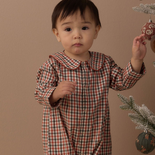 Rylee + Cru - Baby Pajama Romper - Holiday Gingham