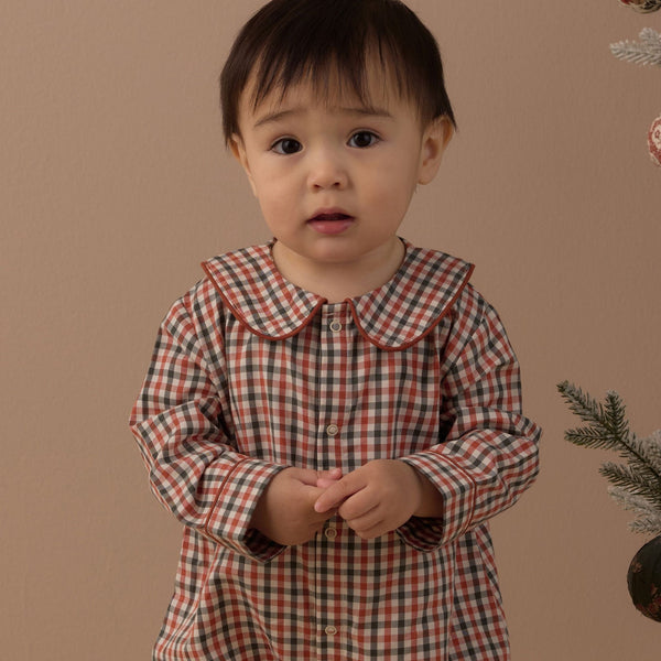 Rylee + Cru - Baby Pajama Romper - Holiday Gingham
