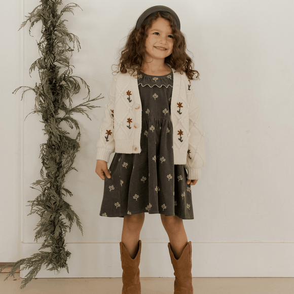 Rylee + Cru - Boxy Cardigan - Winter Floral Embroidery