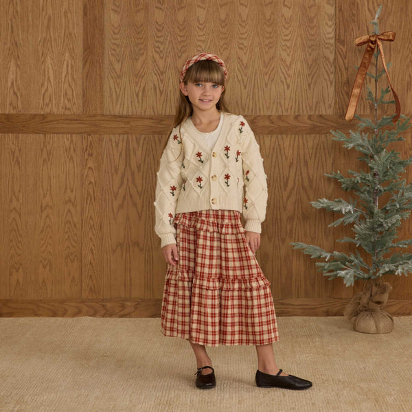 Rylee + Cru - Boxy Crop Cardigan - Winter Daisy Embroidery