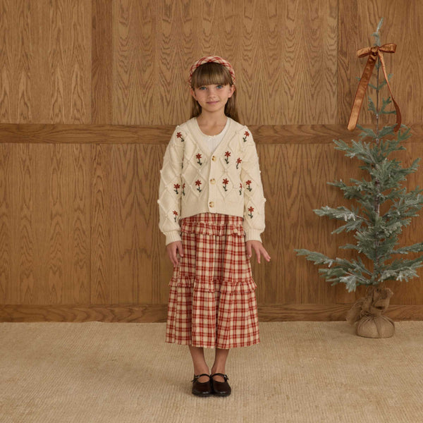 Rylee + Cru - Boxy Crop Cardigan - Winter Daisy Embroidery