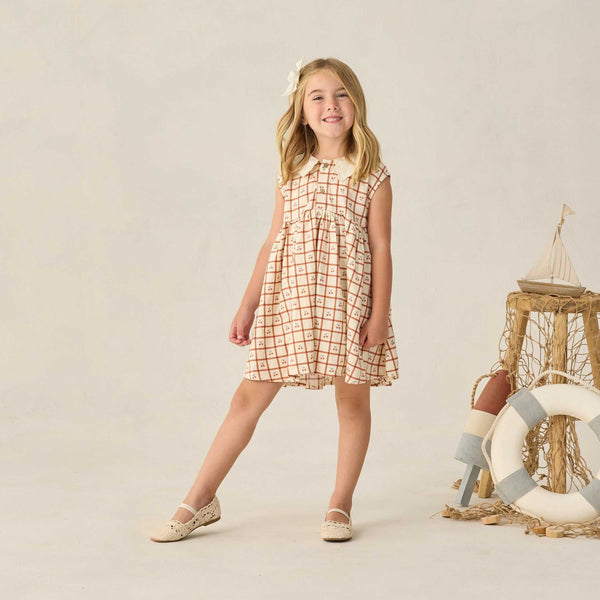 Rylee + Cru - Collared Babydoll Dress - Cherry Check
