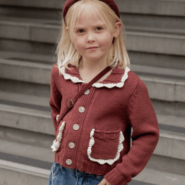 Rylee + Cru - Collared Cardigan - Burgundy