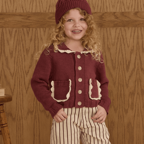 Rylee + Cru - Collared Cardigan - Burgundy