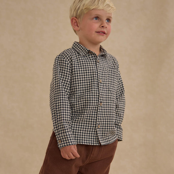 Rylee + Cru - Collared Long Sleeve Shirt - Black Gingham