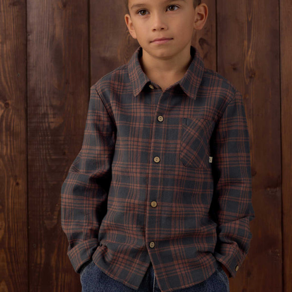 Rylee + Cru - Collared Long Sleeve Shirt - Midnight Plaid