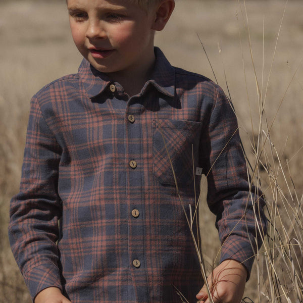 Rylee + Cru - Collared Long Sleeve Shirt - Midnight Plaid
