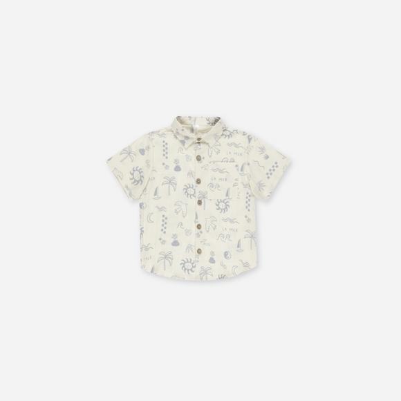 Rylee + Cru - Collared Short Sleeve Shirt - Mediterranean