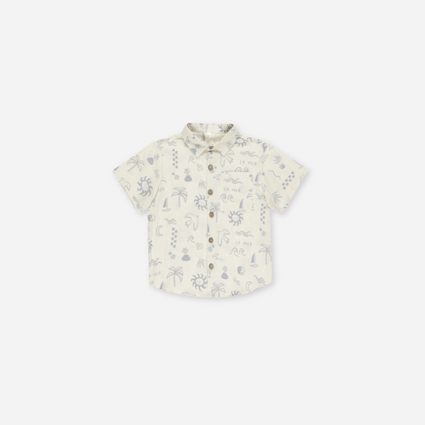 Rylee + Cru - Collared Short Sleeve Shirt - Mediterranean