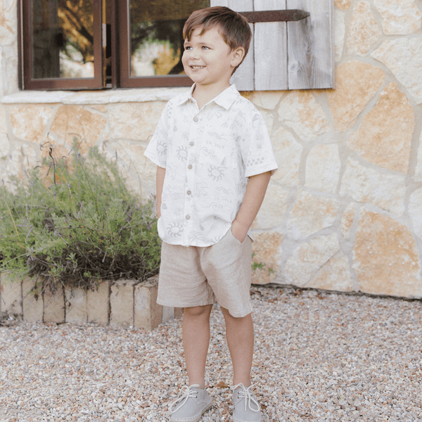 Rylee + Cru - Collared Short Sleeve Shirt - Mediterranean