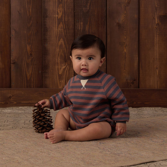 Rylee + Cru - Crew Neck Romper - Mulberry Stripe