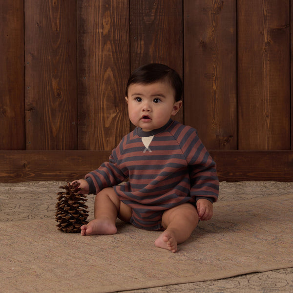 Rylee + Cru - Crew Neck Romper - Mulberry Stripe