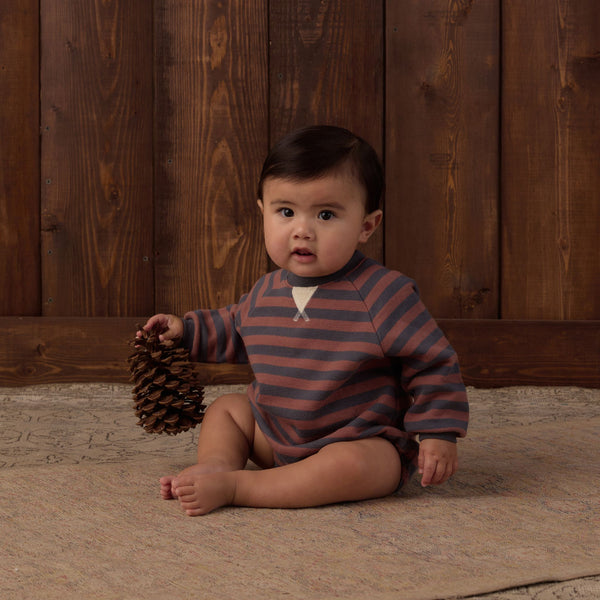 Rylee + Cru - Crew Neck Romper - Mulberry Stripe