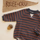 Rylee + Cru - Crew Neck Romper - Mulberry Stripe