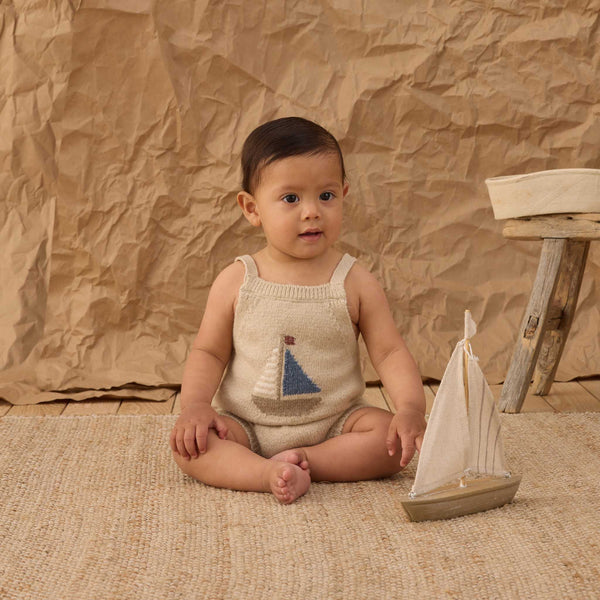 Rylee + Cru - Fisher Romper – Sail Boat