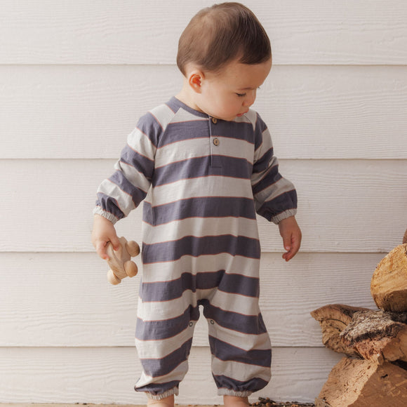 Rylee + Cru - Henley Jumpsuit - Sage Stripe