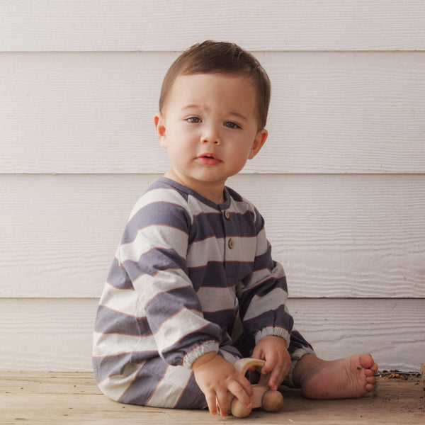 Rylee + Cru - Henley Jumpsuit - Sage Stripe