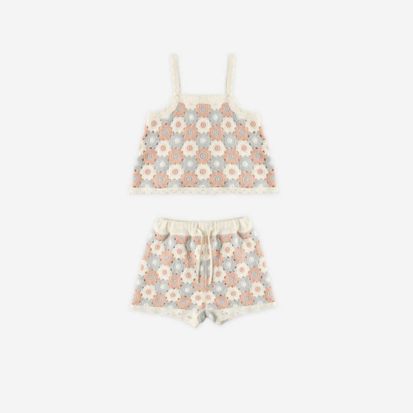 Rylee + Cru - Lili Knit Set - Blue / Light Pink / Ivory