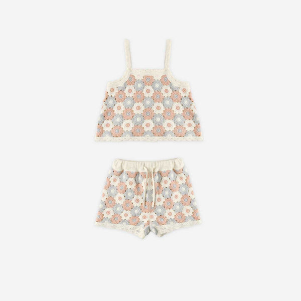 Rylee + Cru - Lili Knit Set - Blue / Light Pink / Ivory