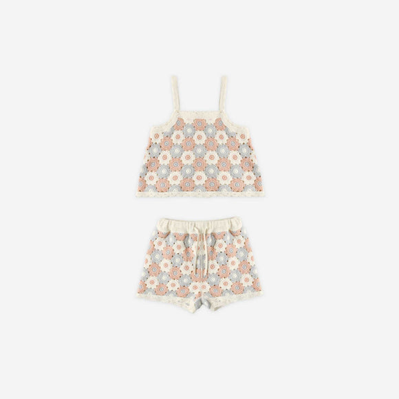 Rylee + Cru - Lili Knit Set - Blue / Light Pink / Ivory