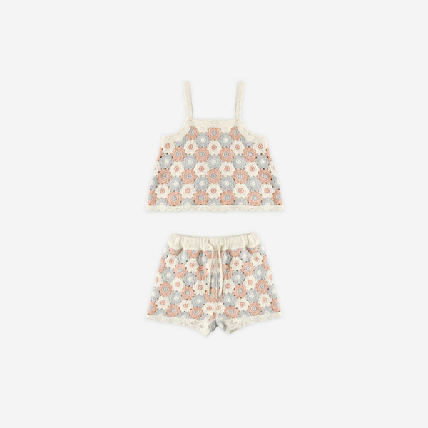 Rylee + Cru - Lili Knit Set - Blue / Light Pink / Ivory