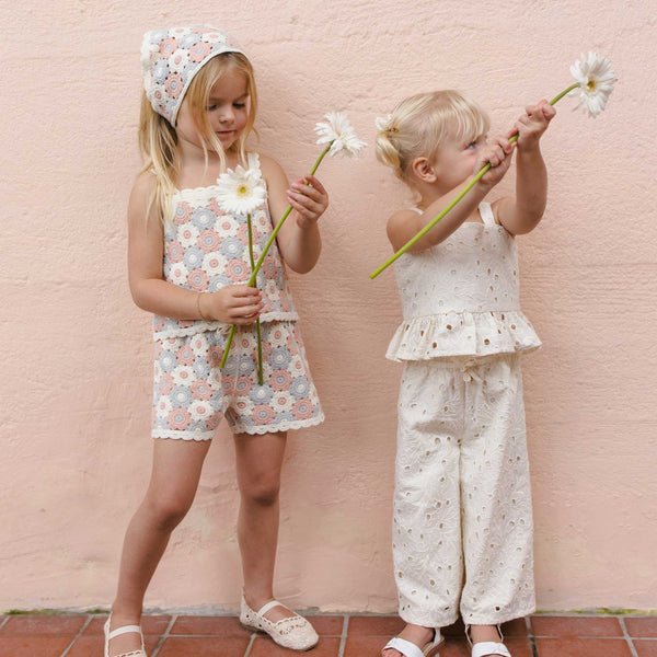Rylee + Cru - Lili Knit Set - Blue / Light Pink / Ivory