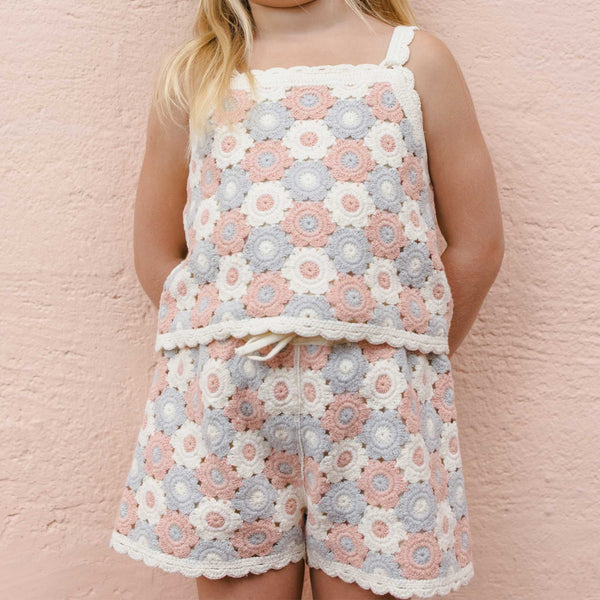 Rylee + Cru - Lili Knit Set - Blue / Light Pink / Ivory