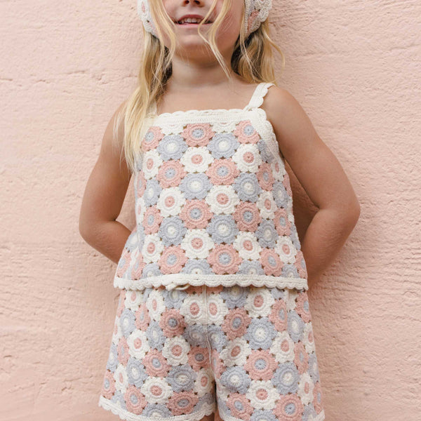 Rylee + Cru - Lili Knit Set - Blue / Light Pink / Ivory