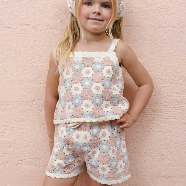 Rylee + Cru - Lili Knit Set - Blue / Light Pink / Ivory