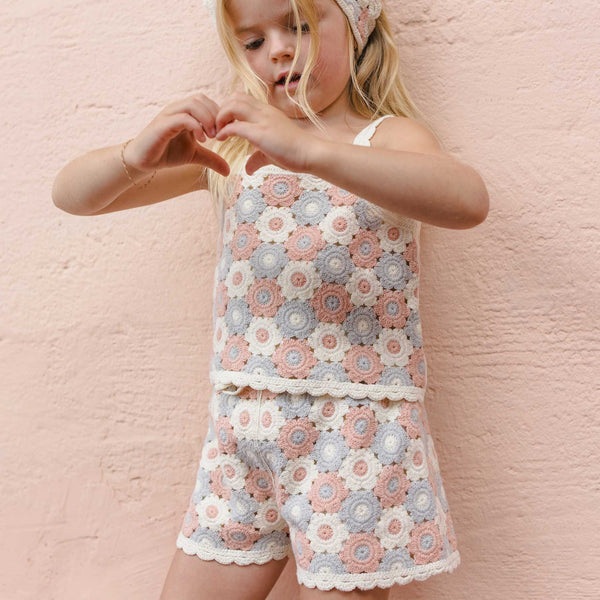 Rylee + Cru - Lili Knit Set - Blue / Light Pink / Ivory