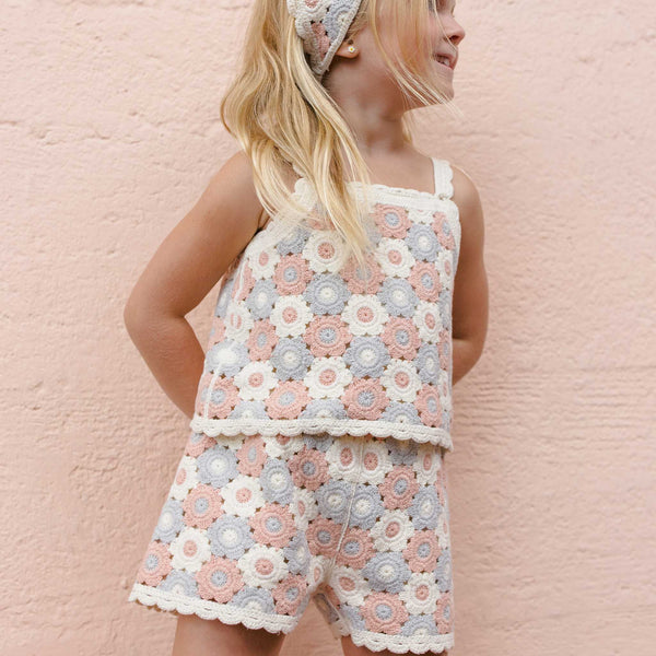 Rylee + Cru - Lili Knit Set - Blue / Light Pink / Ivory