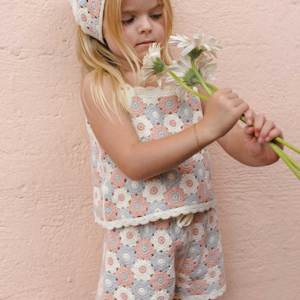 Rylee + Cru - Lili Knit Set - Blue / Light Pink / Ivory