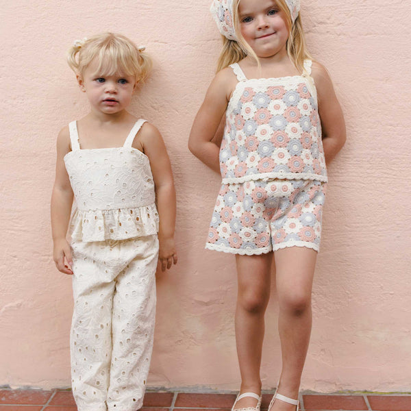 Rylee + Cru - Lili Knit Set - Blue / Light Pink / Ivory