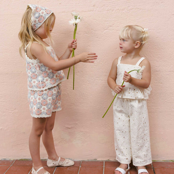 Rylee + Cru - Lili Knit Set - Blue / Light Pink / Ivory