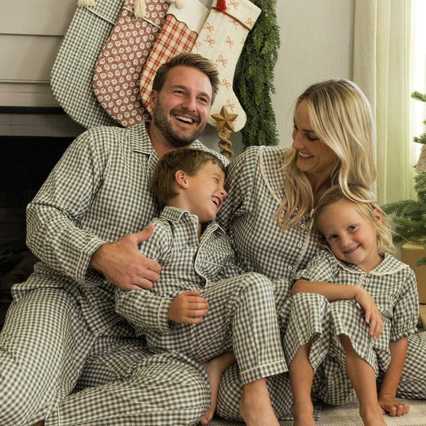 Rylee + Cru - Long Sleeve Pajamas - Evergreen Gingham