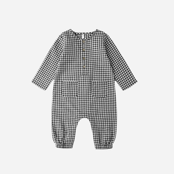 Rylee + Cru - Long Sleeve Woven Jumpsuit - Black Gingham