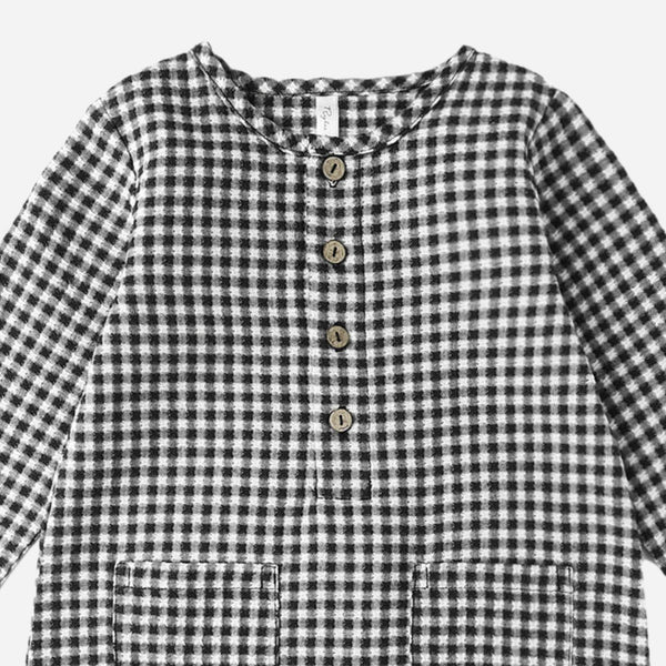 Rylee + Cru - Long Sleeve Woven Jumpsuit - Black Gingham
