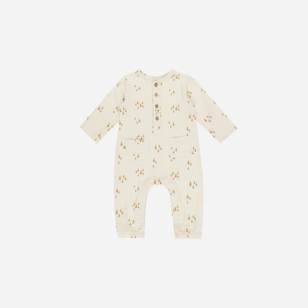 Rylee + Cru - Long Sleeve Woven Jumpsuit - Trees