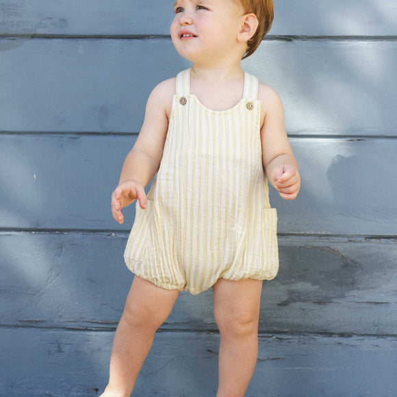 Rylee + Cru -Lou Romper | Citron Stripe