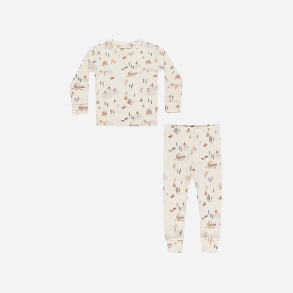 Rylee + Cru - Organic Long Sleeve Pajama Set - Winter Town